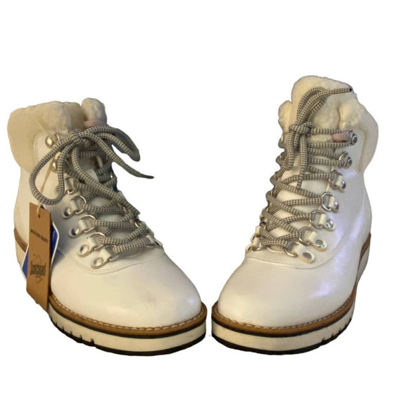 White Mountain White Leather Shearling Lined Hiking Boot - Picture 4 of 9